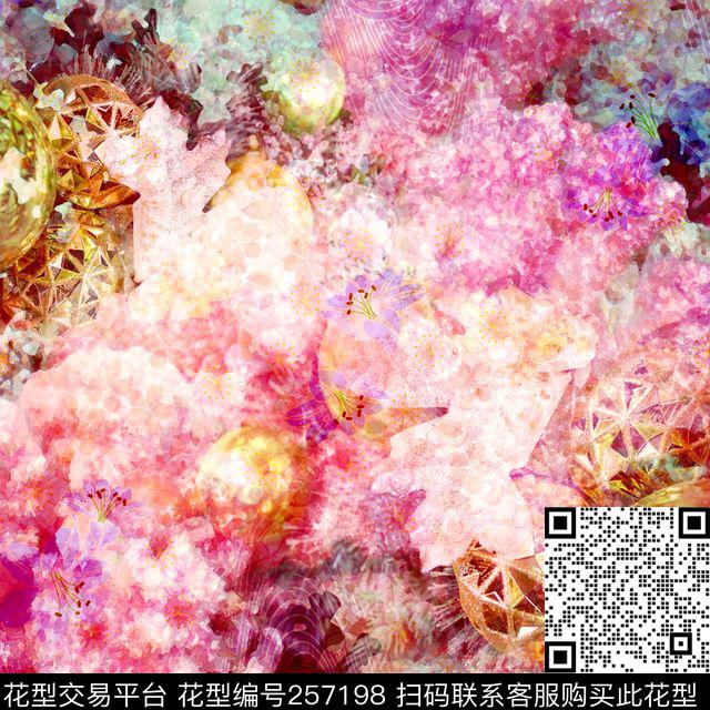 朦胧花卉肌理璀璨闪烁数码印花华亿平台下载（图片编号: 257198） - 瓦栏（Walan）