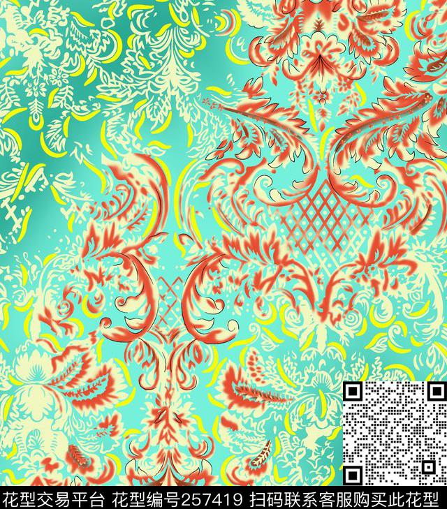 传统印花华亿平台下载（图片编号: 257419） - 瓦栏（Walan）