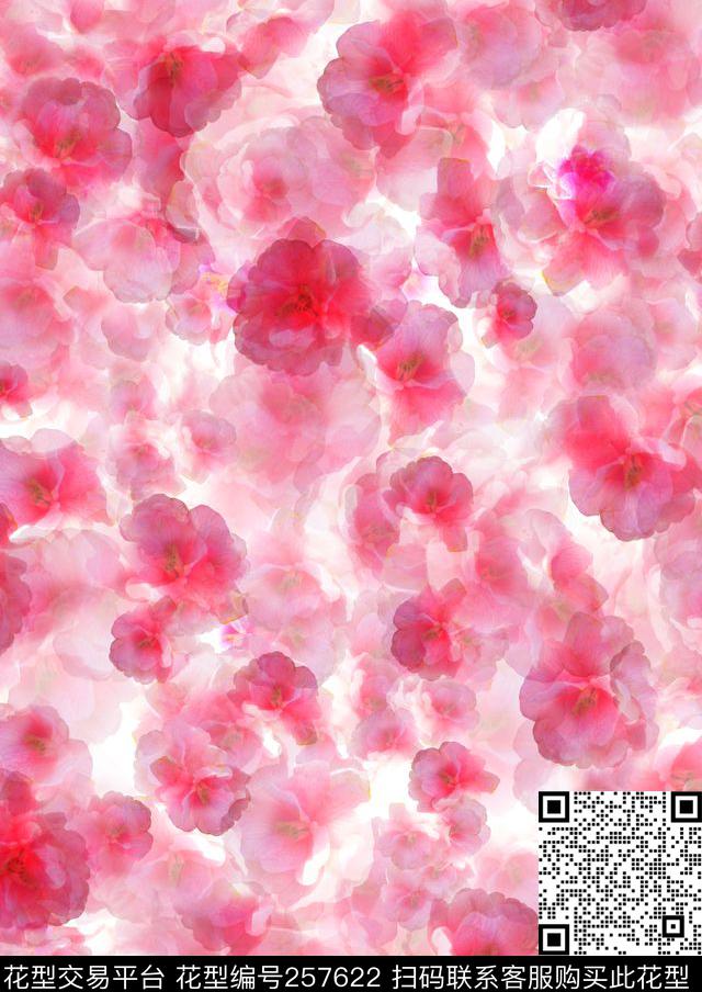 红色浪漫水溶数码印花华亿平台下载（图片编号: 257622） - 瓦栏（Walan）