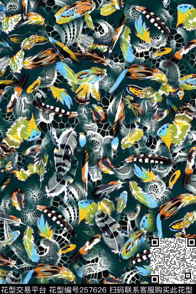 动物纹连续抽象数码印花华亿平台下载（图片编号: 257626） - 瓦栏（Walan）
