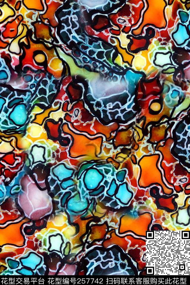 抽象不规则几何数码印花华亿平台下载（图片编号: 257742） - 瓦栏（Walan）