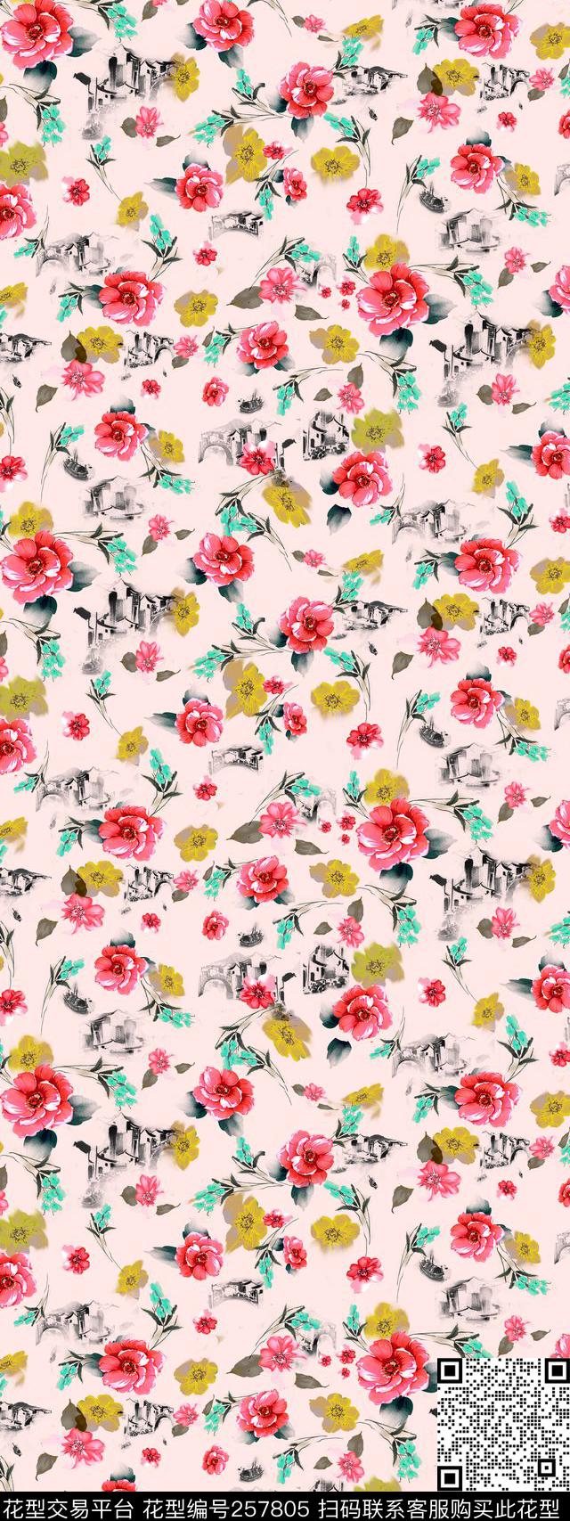 小碎花清新淡雅传统印花华亿平台下载（图片编号: 257805） - 瓦栏（Walan）