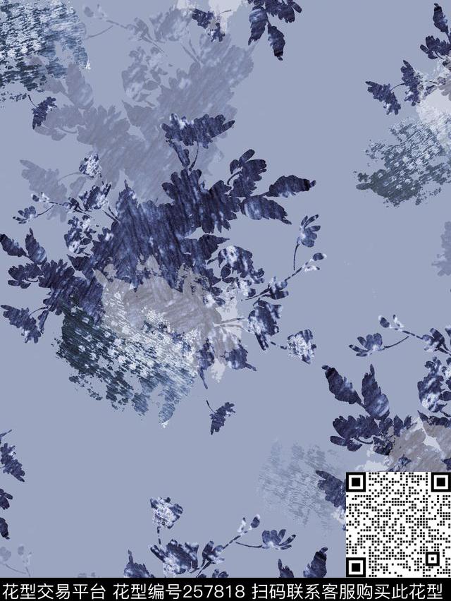 花卉抽象素雅数码印花华亿平台下载（图片编号: 257818） - 瓦栏（Walan）