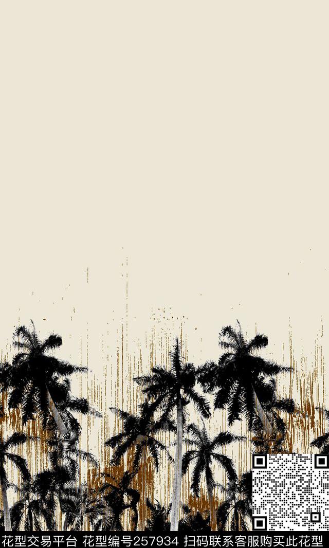 自然椰子树热带风情数码印花华亿平台下载（图片编号: 257934） - 瓦栏（Walan）