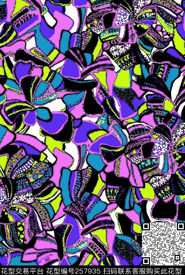 E-花卉几何/Flowers传统印花华亿平台下载（图片编号: 257935） - 瓦栏（Walan）