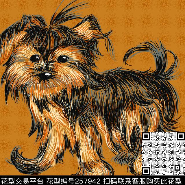 卡通小狗方巾数码印花华亿平台下载（图片编号: 257942） - 瓦栏（Walan）