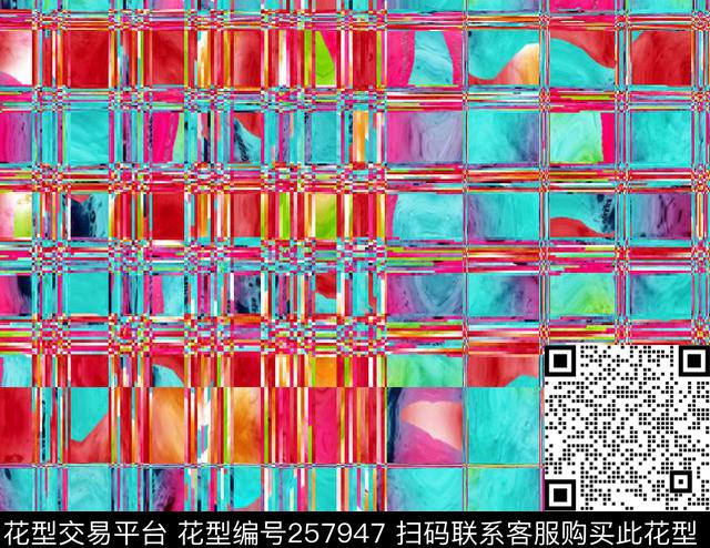抽象几何彩色数码印花华亿平台下载（图片编号: 257947） - 瓦栏（Walan）