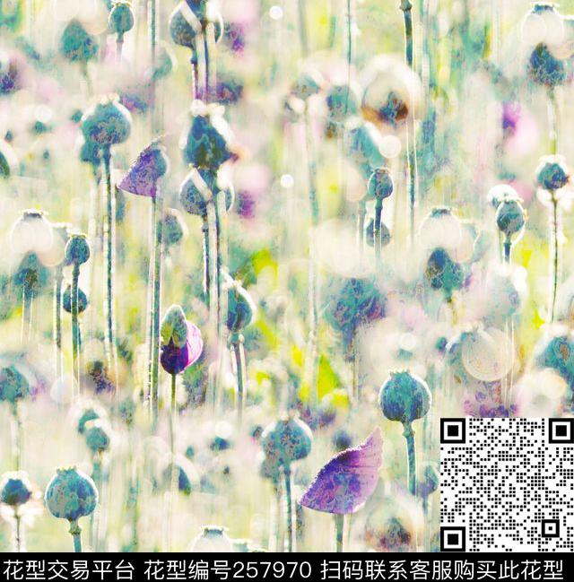 清新淡雅花卉数码印花华亿平台下载（图片编号: 257970） - 瓦栏（Walan）