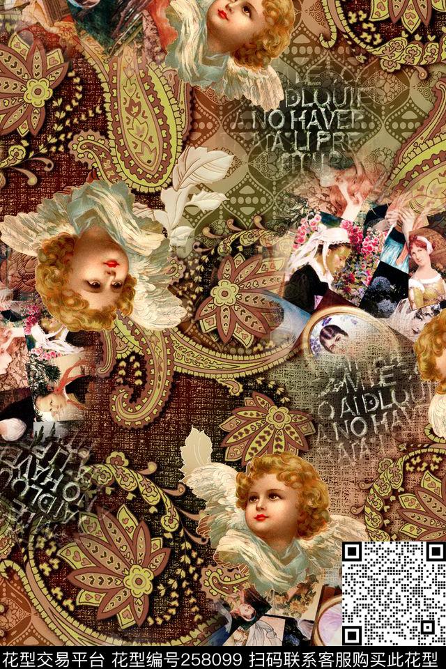 欧式古典佩斯利纹数码印花华亿平台下载（图片编号: 258099） - 瓦栏（Walan）