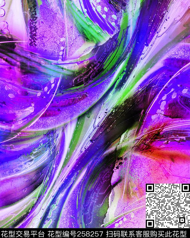 炫彩条纹抽象数码印花华亿平台下载（图片编号: 258257） - 瓦栏（Walan）