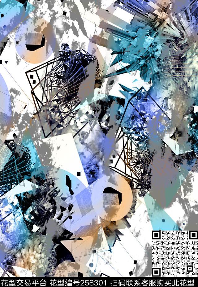多彩休闲抽象数码印花华亿平台下载（图片编号: 258301） - 瓦栏（Walan）