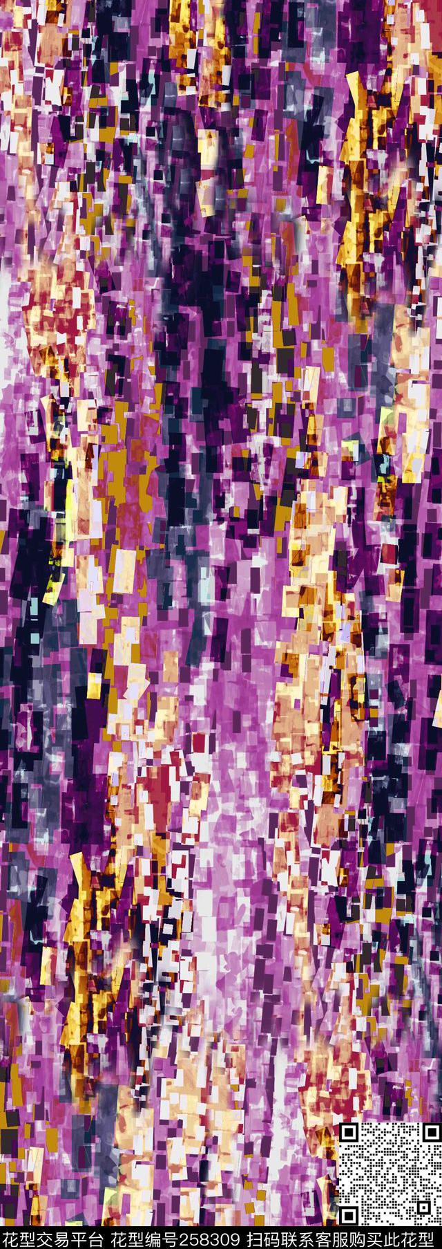 抽象凌乱方格数码印花华亿平台下载（图片编号: 258309） - 瓦栏（Walan）