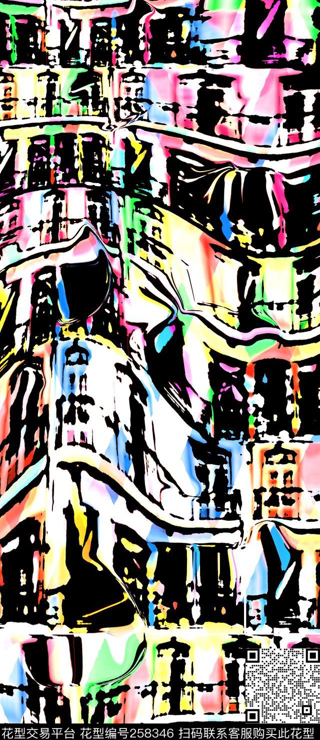 抽象律动视觉错误数码印花华亿平台下载（图片编号: 258346） - 瓦栏（Walan）