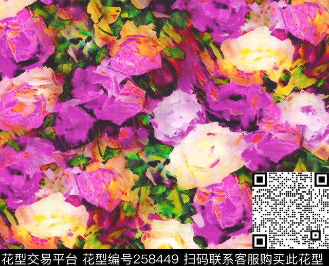 抽象水墨艳丽数码印花华亿平台下载（图片编号: 258449） - 瓦栏（Walan）