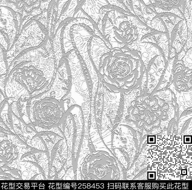 素雅花卉蕾丝传统印花华亿平台下载（图片编号: 258453） - 瓦栏（Walan）