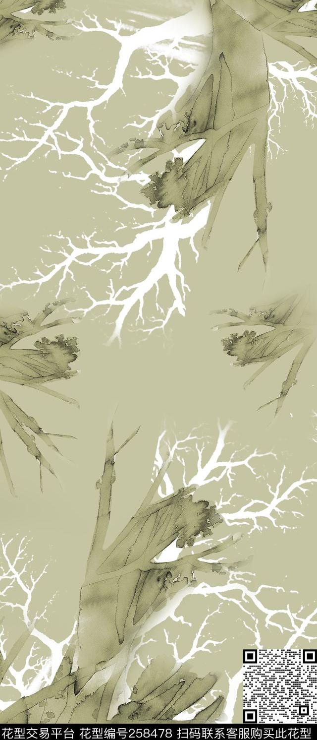 树纹素雅抽象传统印花华亿平台下载（图片编号: 258478） - 瓦栏（Walan）
