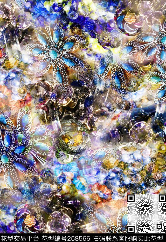 珠宝宝石组合数码印花华亿平台下载（图片编号: 258566） - 瓦栏（Walan）