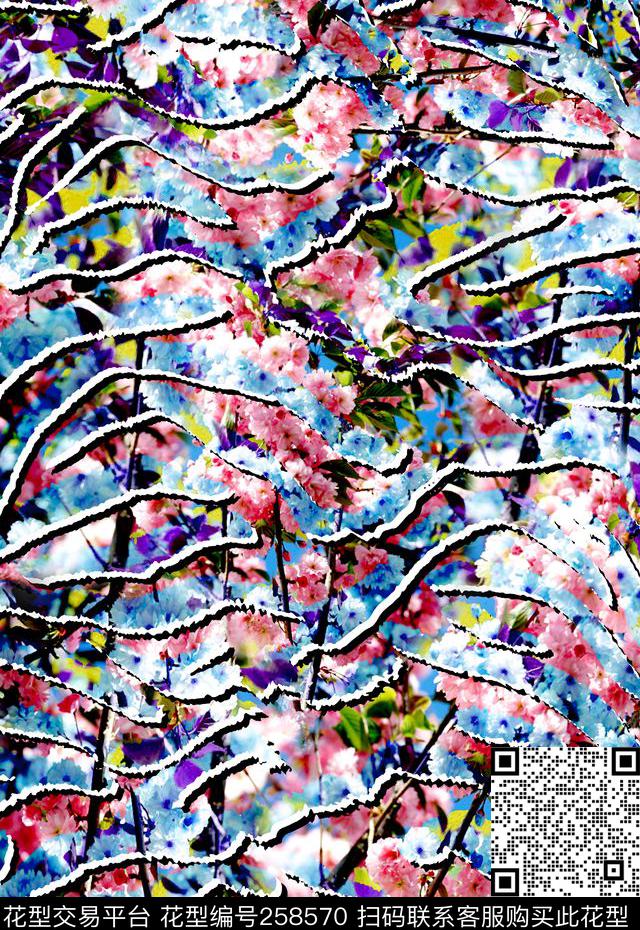 抽象花卉动物数码印花华亿平台下载（图片编号: 258570） - 瓦栏（Walan）