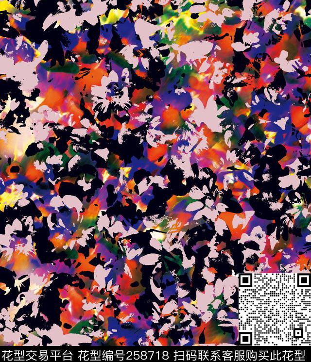 抽象多彩梦幻数码印花华亿平台下载（图片编号: 258718） - 瓦栏（Walan）