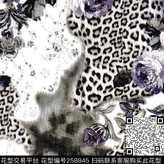 花卉豹纹时尚数码印花华亿平台下载（图片编号: 258845） - 瓦栏（Walan）