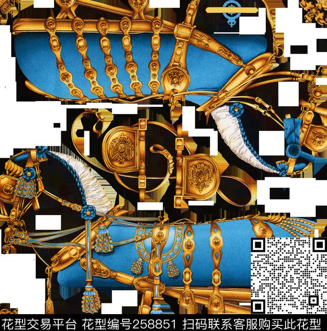 方巾复古欧式套马工具马鞍大牌风数码印花华亿平台下载（图片编号: 258851） - 瓦栏（Walan）