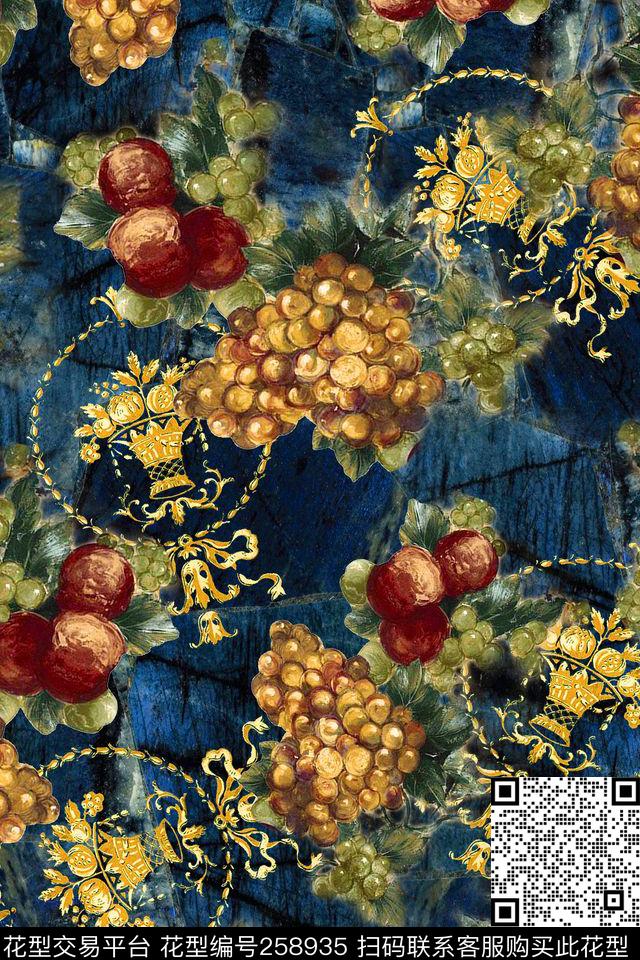 水果高贵复古数码印花华亿平台下载（图片编号: 258935） - 瓦栏（Walan）