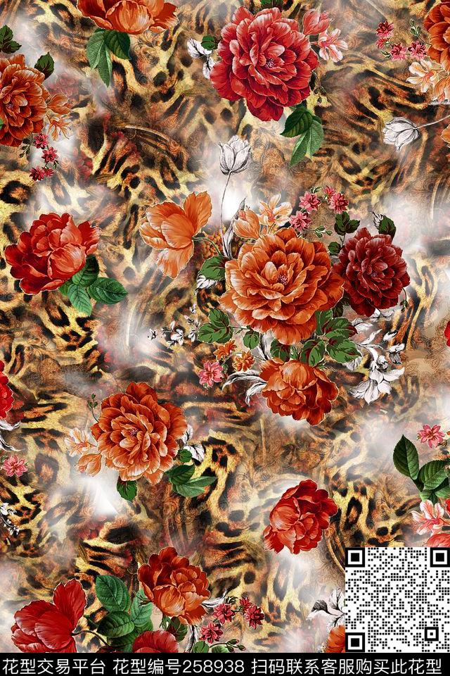 花卉动物纹豹纹数码印花华亿平台下载（图片编号: 258938） - 瓦栏（Walan）