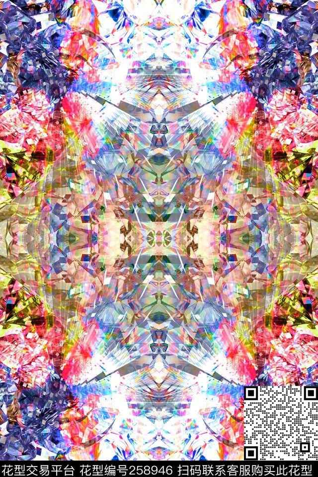 抽象碎玻璃梦幻数码印花华亿平台下载（图片编号: 258946） - 瓦栏（Walan）