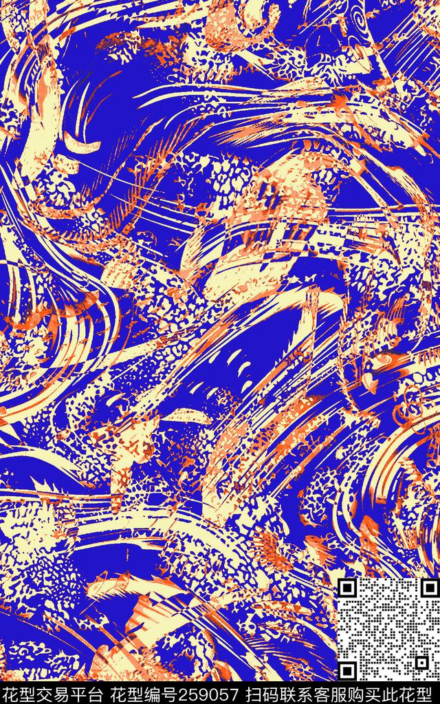 抽象豹纹几何传统印花华亿平台下载（图片编号: 259057） - 瓦栏（Walan）