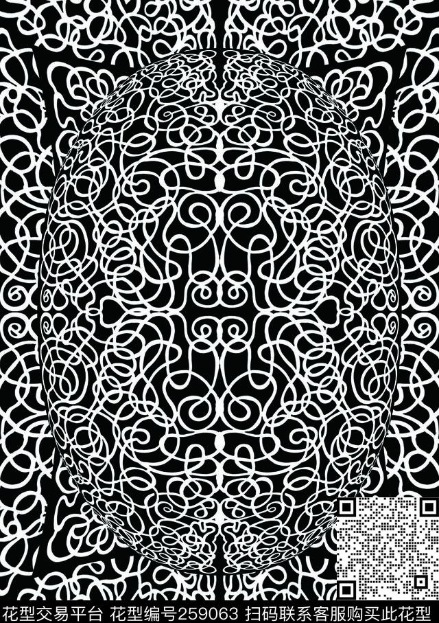 几何黑白简约传统印花华亿平台下载（图片编号: 259063） - 瓦栏（Walan）