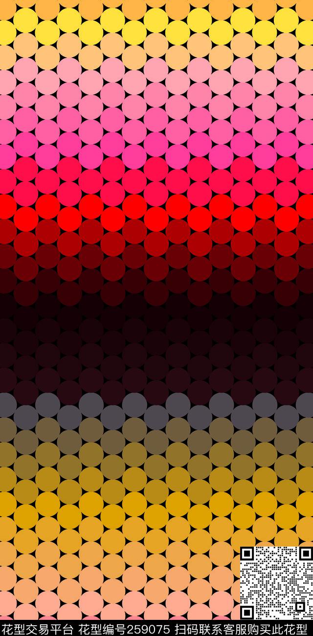 几何圆点渐变数码印花华亿平台下载（图片编号: 259075） - 瓦栏（Walan）