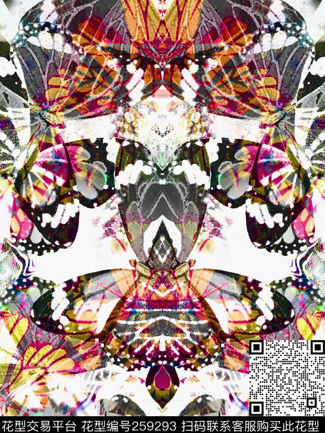 钻石蝴蝶花闪亮数码印花华亿平台下载（图片编号: 259293） - 瓦栏（Walan）