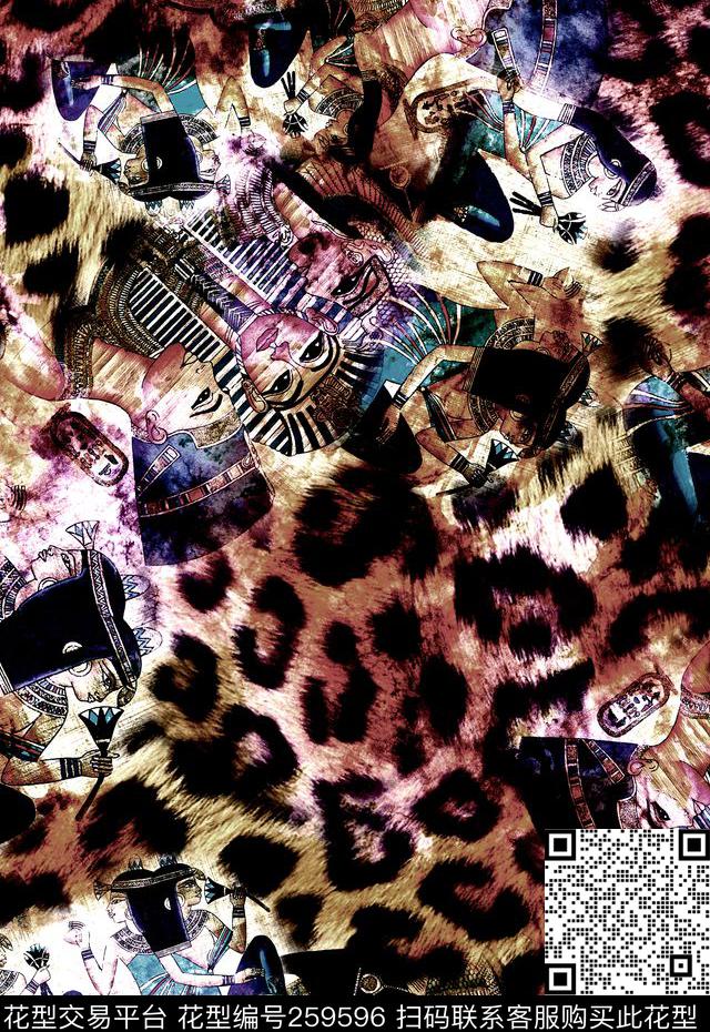 豹纹民族风部落数码印花华亿平台下载（图片编号: 259596） - 瓦栏（Walan）
