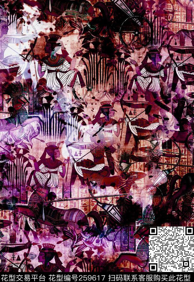 抽象民族风壁画数码印花华亿平台下载（图片编号: 259617） - 瓦栏（Walan）