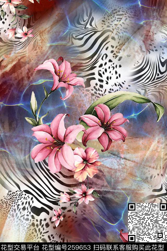 花卉动物纹时尚数码印花华亿平台下载（图片编号: 259653） - 瓦栏（Walan）