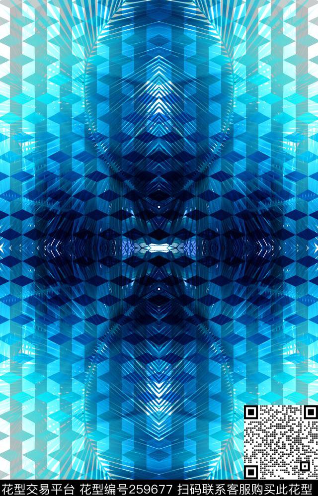 几何格子线条数码印花华亿平台下载（图片编号: 259677） - 瓦栏（Walan）