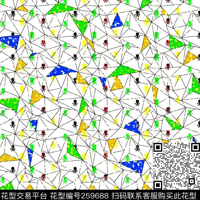骷髅线条几何传统印花华亿平台下载（图片编号: 259688） - 瓦栏（Walan）