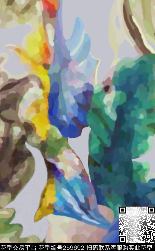 抽象花卉清新数码印花华亿平台下载（图片编号: 259692） - 瓦栏（Walan）