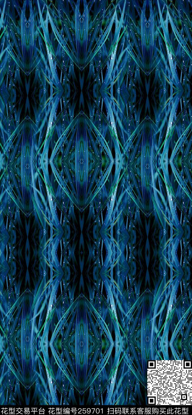 植物抽象律动数码印花华亿平台下载（图片编号: 259701） - 瓦栏（Walan）