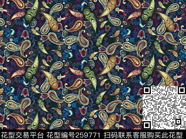 佩斯利纹古典高贵数码印花华亿平台下载（图片编号: 259771） - 瓦栏（Walan）