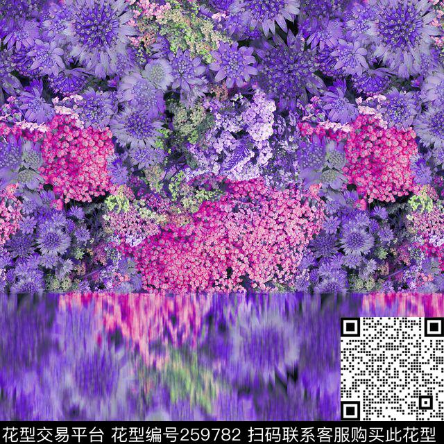 花卉紫色浪漫数码印花华亿平台下载（图片编号: 259782） - 瓦栏（Walan）