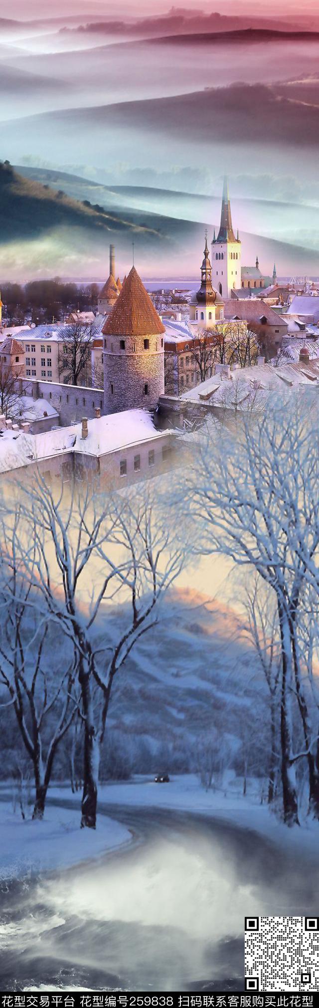 风景唯美定位数码印花华亿平台下载（图片编号: 259838） - 瓦栏（Walan）