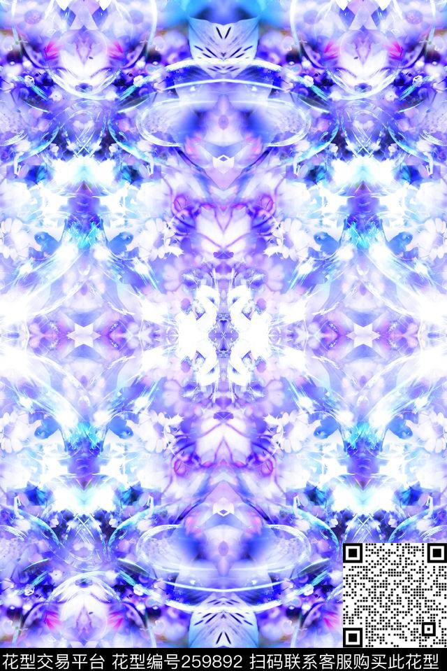 蓝紫梦幻透明数码印花华亿平台下载（图片编号: 259892） - 瓦栏（Walan）