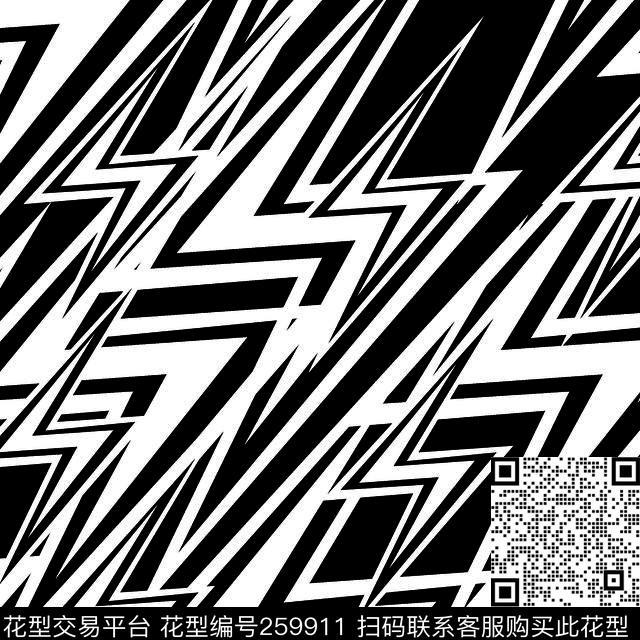 黑白几何个性传统印花华亿平台下载（图片编号: 259911） - 瓦栏（Walan）