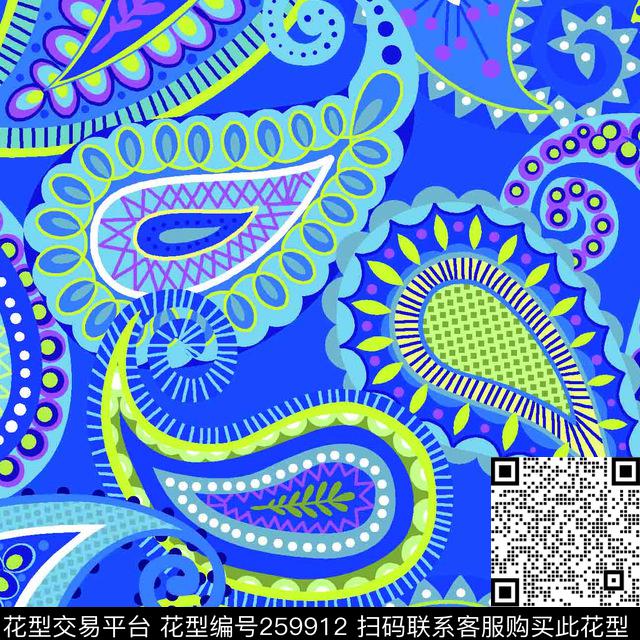 佩斯利纹复古彩色传统印花华亿平台下载（图片编号: 259912） - 瓦栏（Walan）