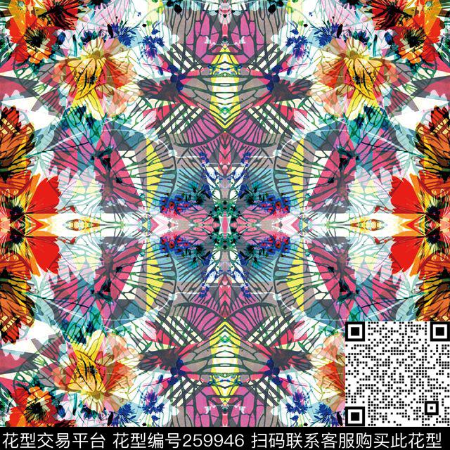 几何线条抽象数码印花华亿平台下载（图片编号: 259946） - 瓦栏（Walan）