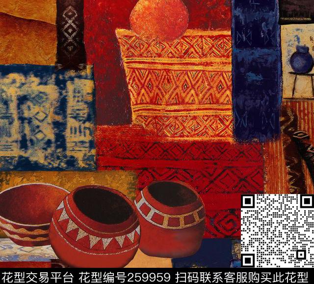油画陶罐数码印花华亿平台下载（图片编号: 259959） - 瓦栏（Walan）