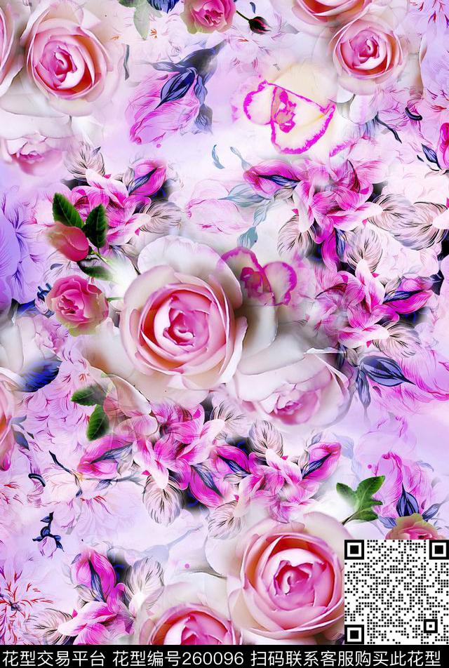 花卉数码印花华亿平台下载（图片编号: 260096） - 瓦栏（Walan）