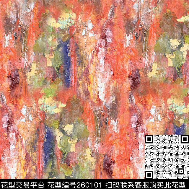 抽象油画梦幻数码印花华亿平台下载（图片编号: 260101） - 瓦栏（Walan）