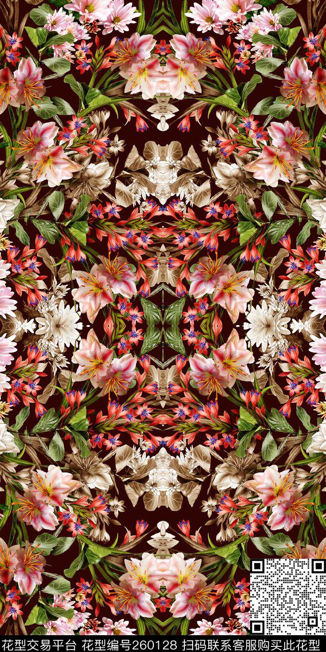 花卉满地淡雅数码印花华亿平台下载（图片编号: 260128） - 瓦栏（Walan）